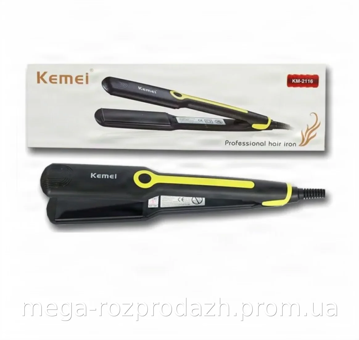 Щипцы для волос гофре KEMEI KM-2116, керамическое покрытие, 4 режима нагрева до 200°C, поворотный шнур