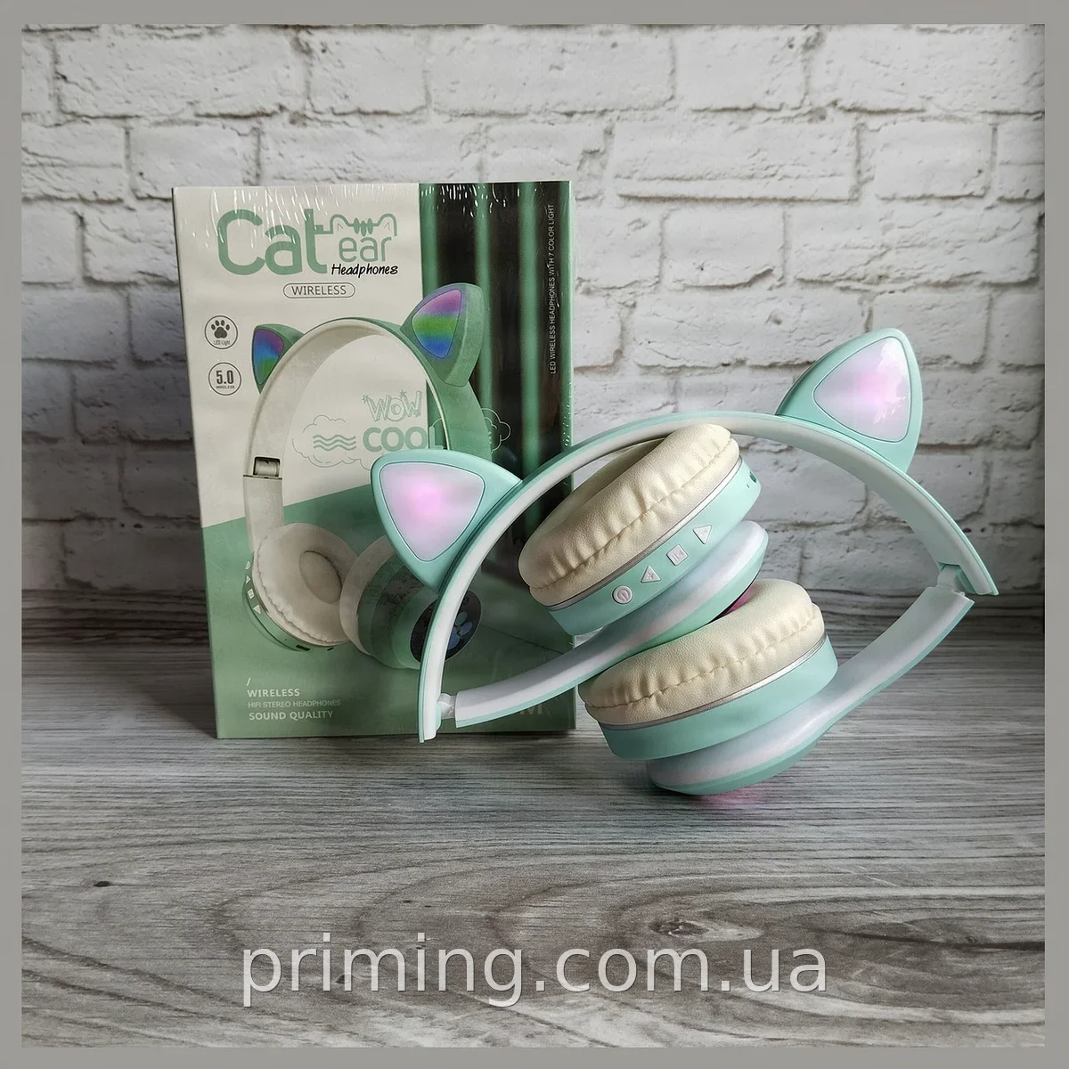 Дитячі бездротові Bluetooth-навушники Cat Ear з котячими вушками та LED-підсвіткою для ігор та навчання, 32 Ом