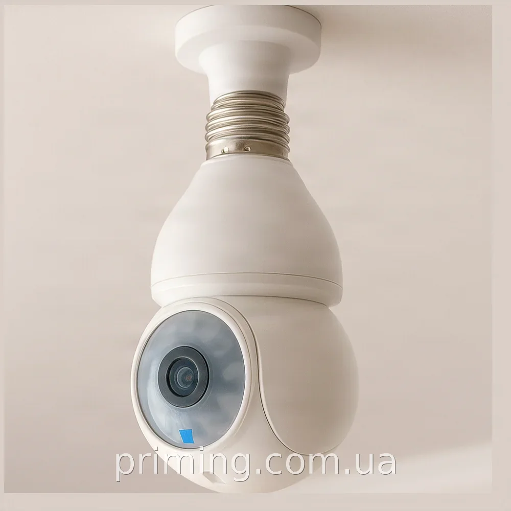 Панорамная IP-камера 360° с Wi-Fi и ночным видением E27 белая для видеонаблюдения дома и в офисе