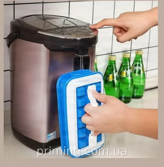 Складная силиконовая форма для льда с крышкой на 18 кубиков, синяя, 21,5 см - для кухни и вечеринок, многоразовая
