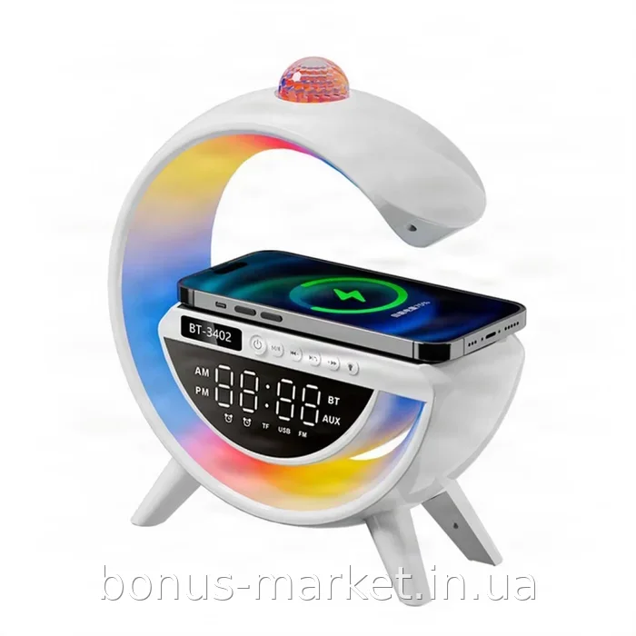 Светодиодный ночник-колонка RGB с Bluetooth и динамиком в форме буквы G, 15 Вт, 90×235×238 мм