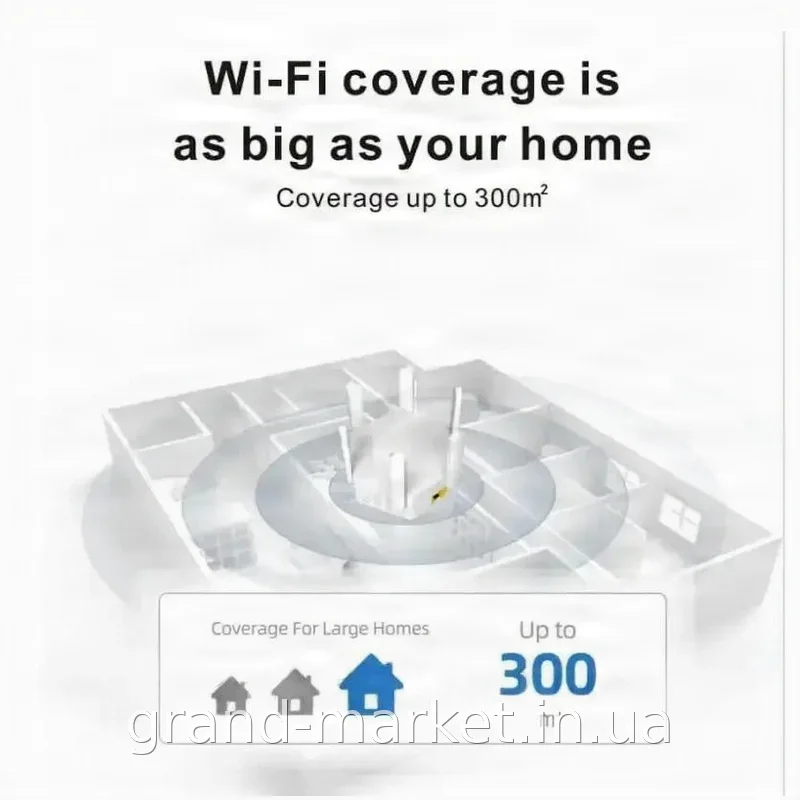 Бездротовий Wi-Fi роутер-репітер AND LV-WR56T, потужний підсилювач сигналу 2.4 ГГц на 6 зовнішніх антен IP20
