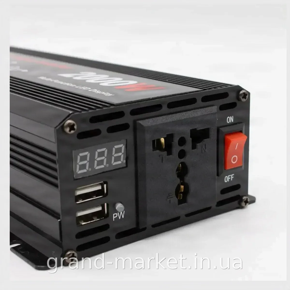 Інвертор напруги 2000 Вт 12-220V з чистою синусоїдою, захист від перевантажень та КЗ для авто та дому, компактний