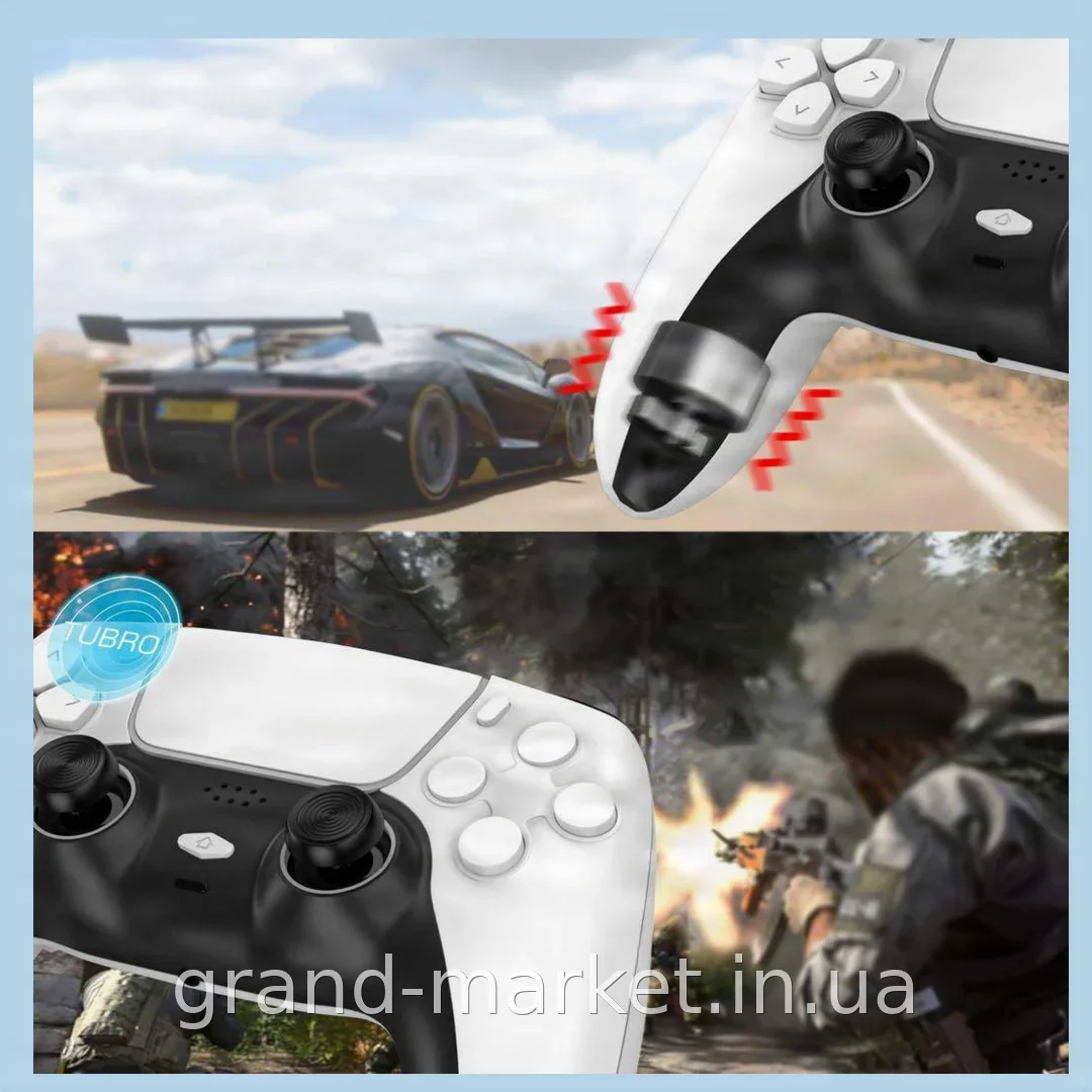 Безпроводной геймпад Data Frog PS-P02 для ПК и PS4, білый, с вибрацией, аккумулятор 1000 мАч задние кнопки
