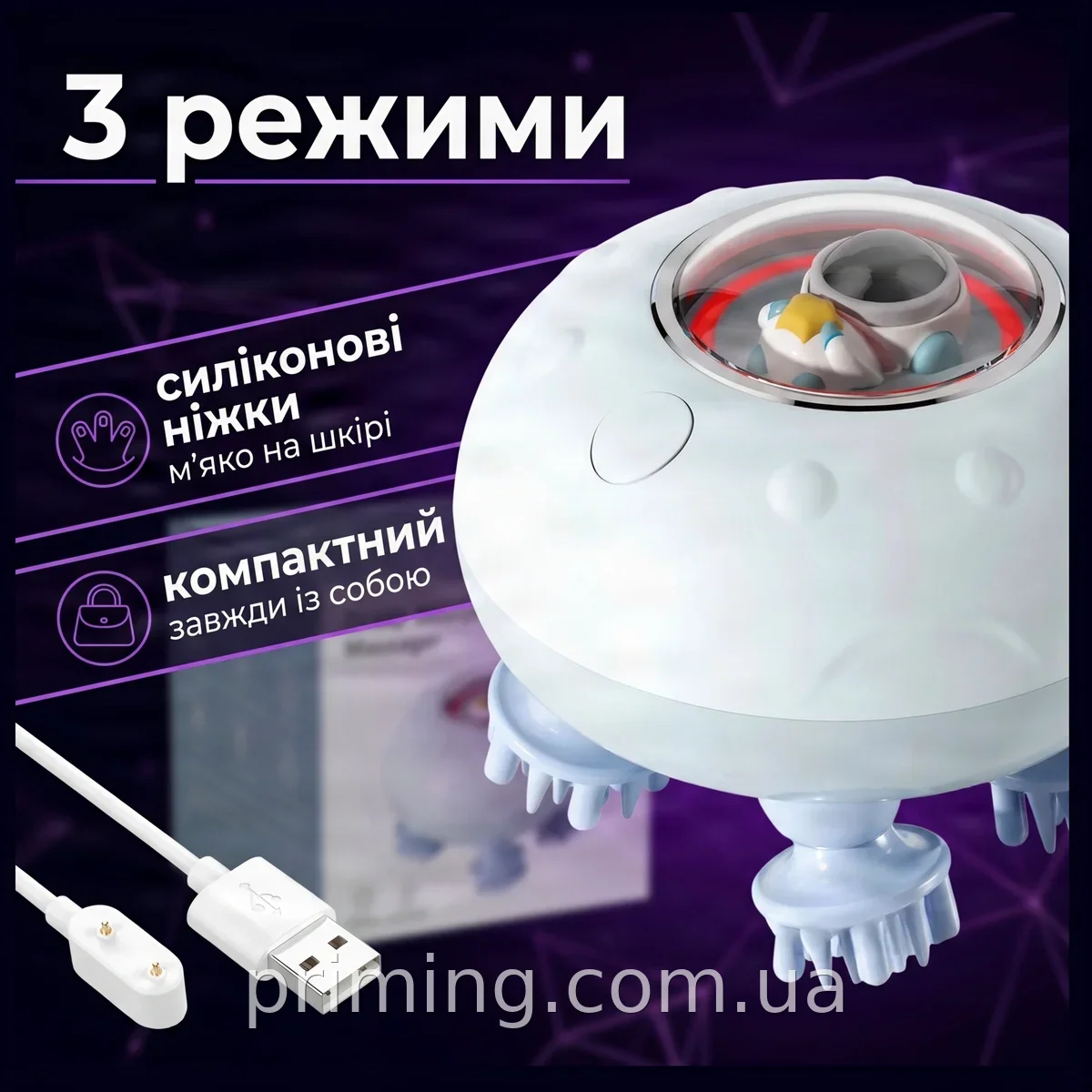Беспроводной аккумуляторный массажер для головы и тела XL-1234, глубокий вибрационный и разминающий массаж