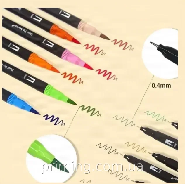 Набор акварельных маркеров Color pencil AND 60 CD 60 цветов двусторонние кисть brush для скетчинга рисования