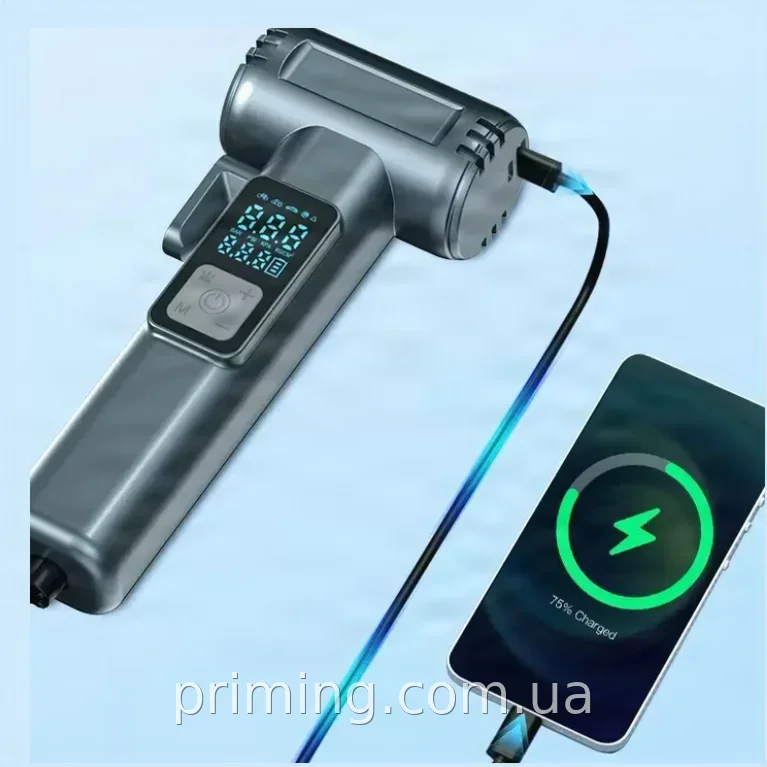 Автомобільний портативний акумуляторний компресор SW-201B 150PSI з Powerbank та LED-екраном для шин