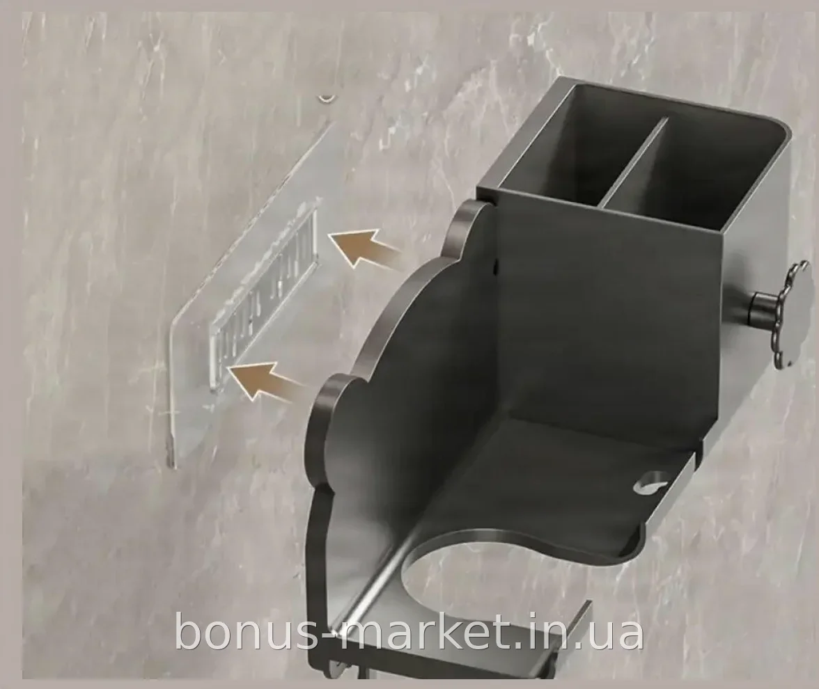 Настінний тримач для фена з полицею-органайзером Storage Shelf AND-74-20-50PCS з металу для ванної