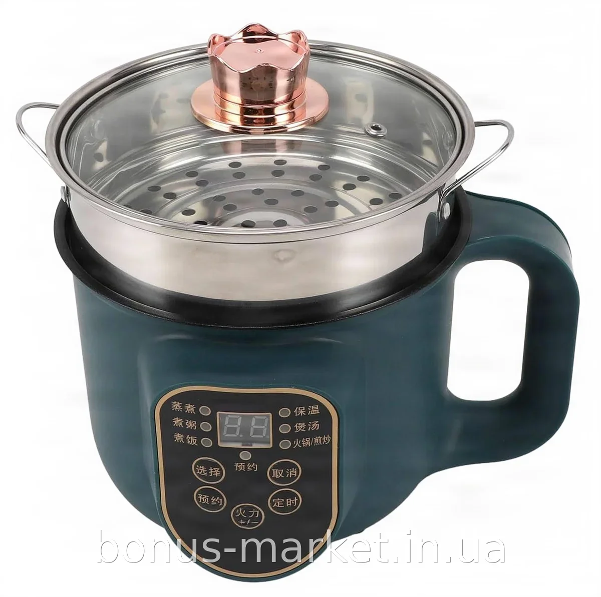 Электрическая кастрюля-пароварка Domotec MS-7729 1.8 л, 2000 Вт, мультиварка из нержавеющей стали для дома