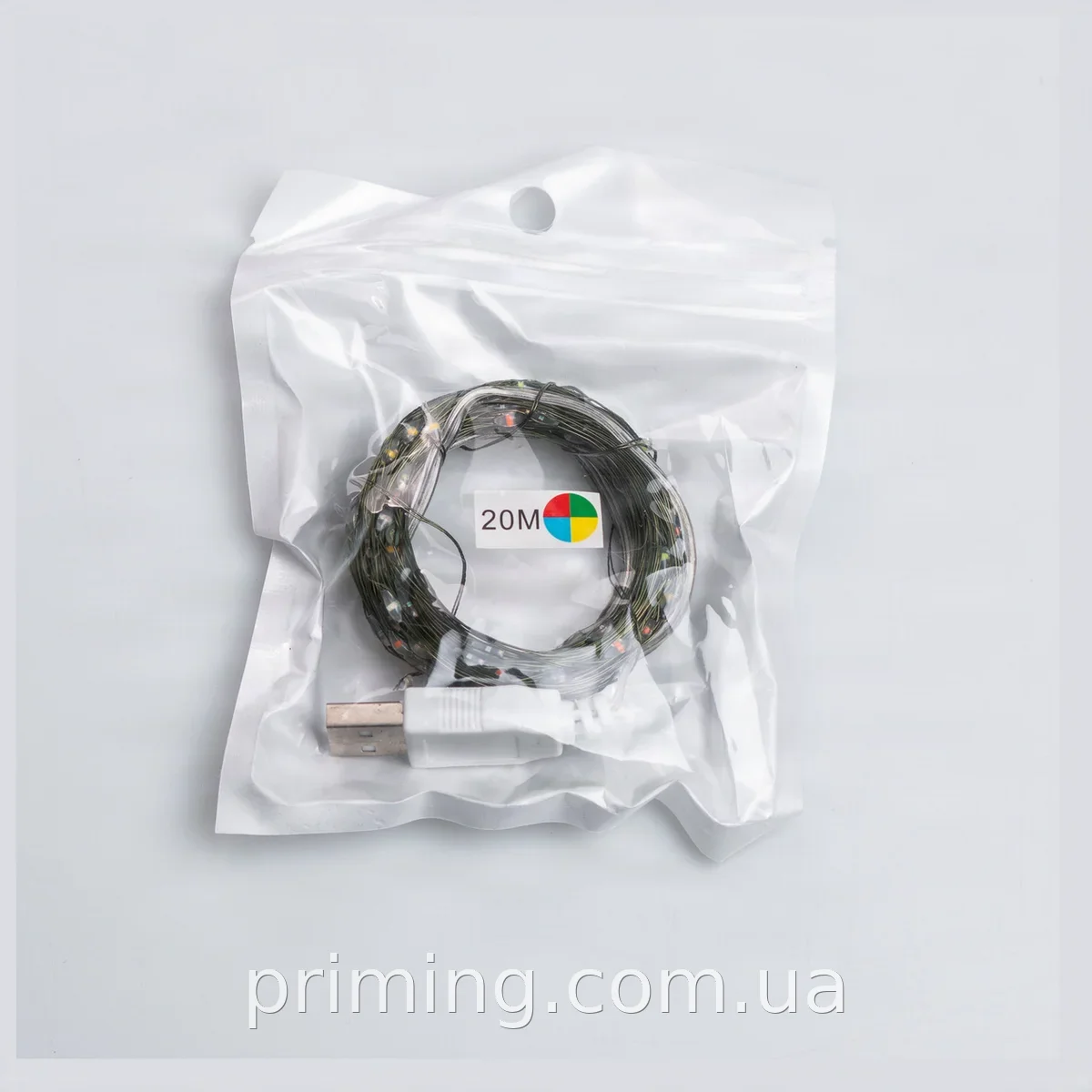 Гирлянда роса 20 м 200 LED USB мультиколор IP44 капля на зеленом проводе для декора дома и улицы