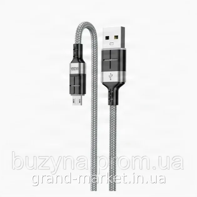 Кабель USB-MicroUSB Kakusiga KSC-696 Singhui Series 1.2 м, плетеный алюминий, быстрая зарядка 2.4А, телефон