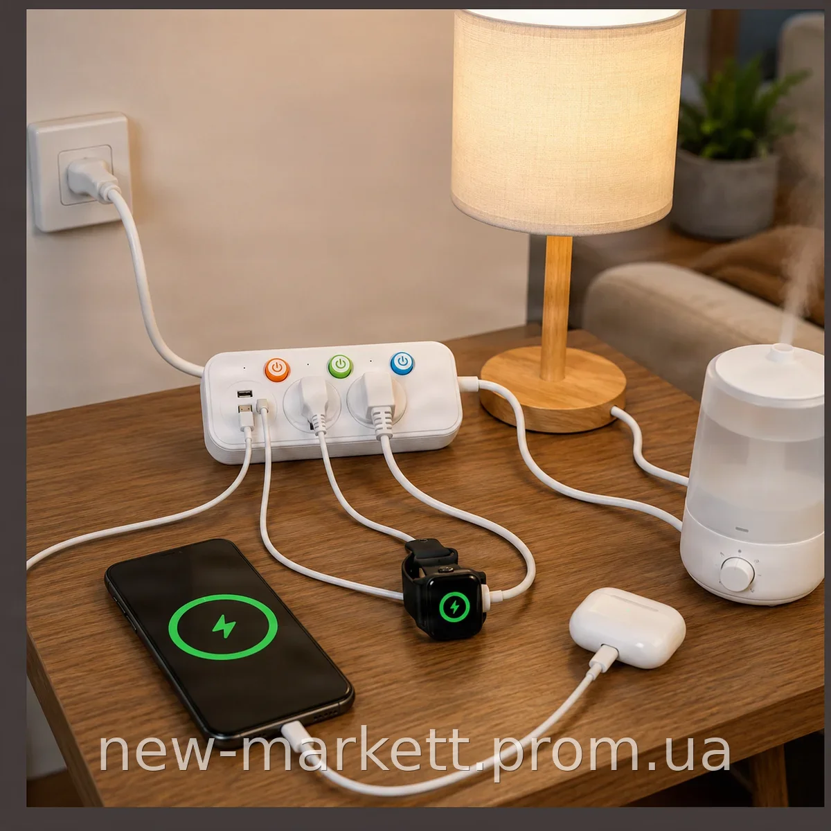 Сетевой фильтр-удлинитель AND WL-2 T63U: 2 розетки, защита, USB+Type-C для дома и офиса
