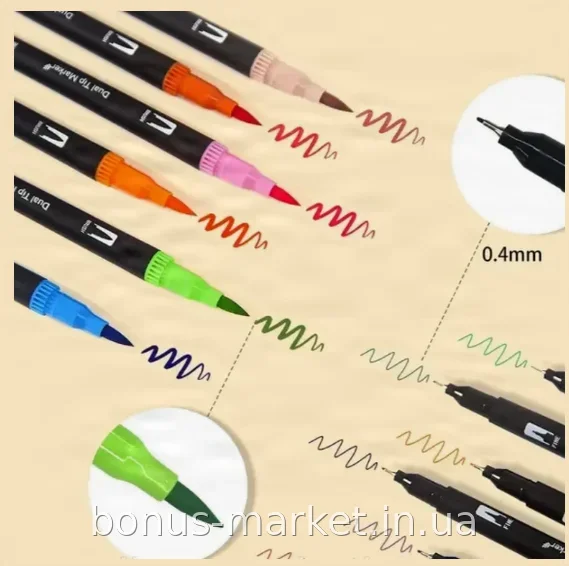Набір акварельних маркерів Color pencil AND 60 CD, 60 двосторонніх спиртових маркерів-пензлів для малювання