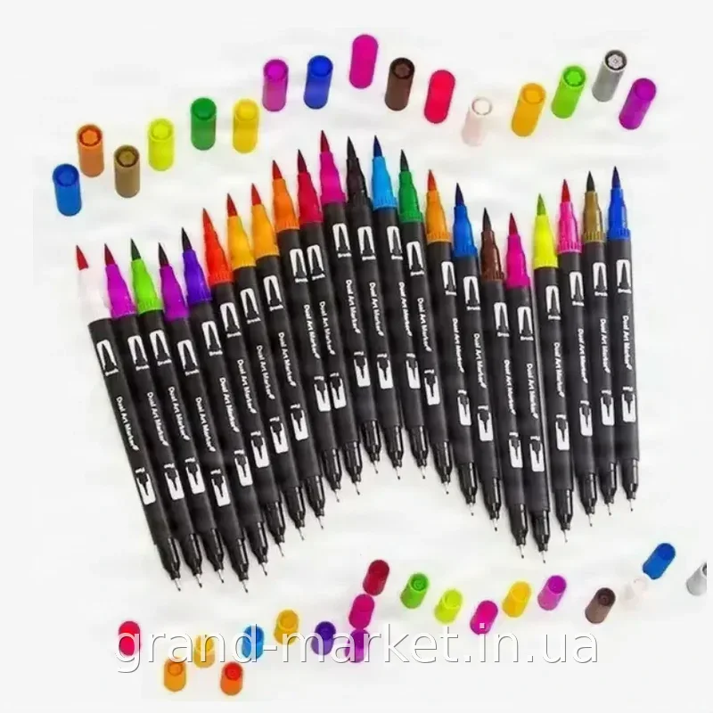 Набор акварельных маркеров Color pencil AND 60 CD, 60 шт двусторонние кисть brush для рисования и скетчинга