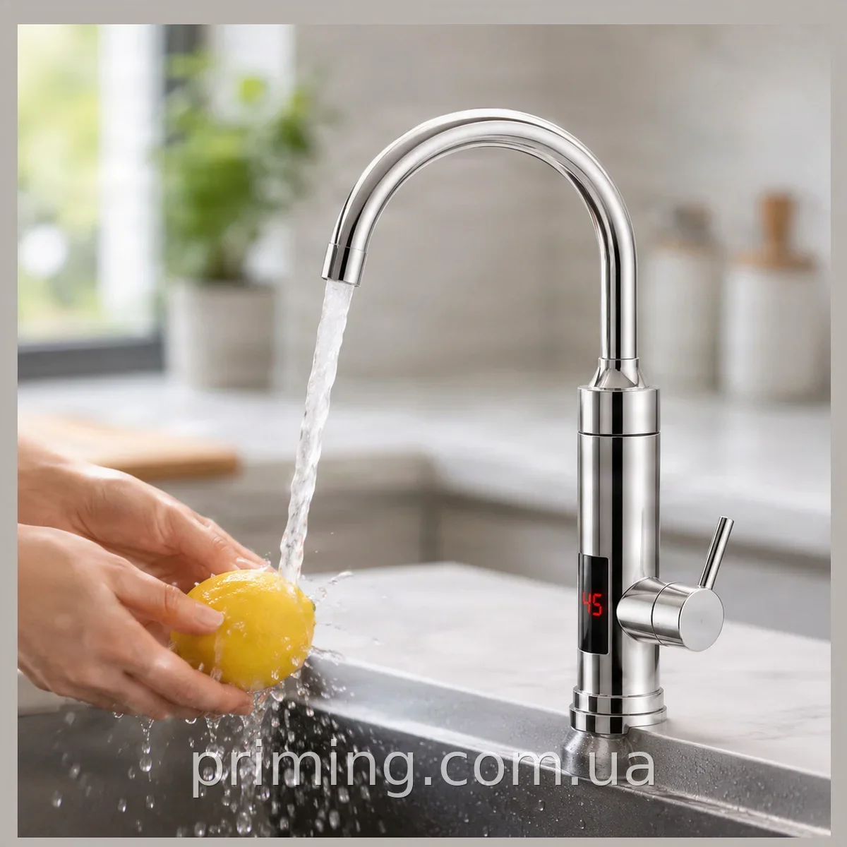 Проточний водонагрівач Delimano WATER HEATER RX-016, LCD-дисплей, 3 кВт, до 6 л/хв, нижнє підключення