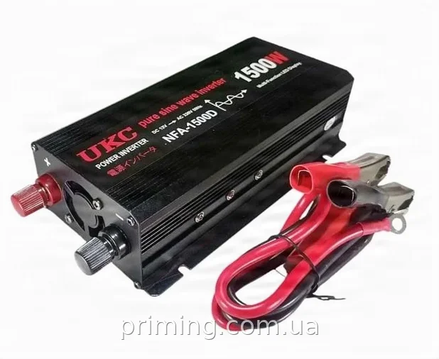 Інвертор синусоїдальний AC/DC Sine 2000W 12V-220V, перетворювач напруги 1500 Вт із захистом від перевантажень