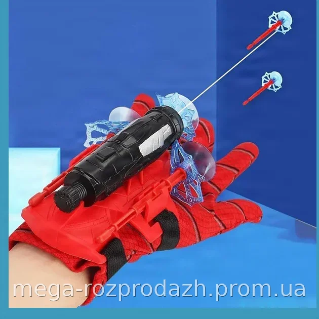 Игровой набор бластер-перчатка Человек-паук, стреляющая присосками, шутер Spider-Man красный для детей
