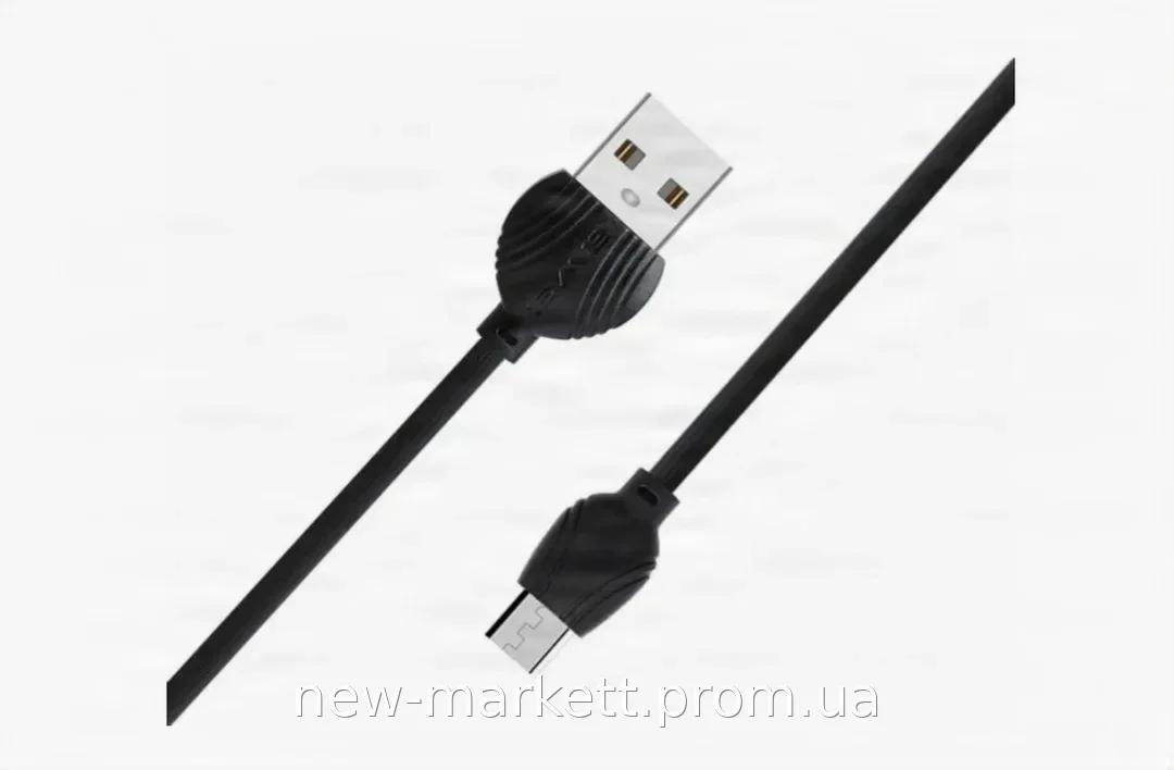 Кабель AWEI CL-61 Micro-USB 1 м черный, быстрая зарядка до 2.5 А и синхронизация данных до 480 МБ/с