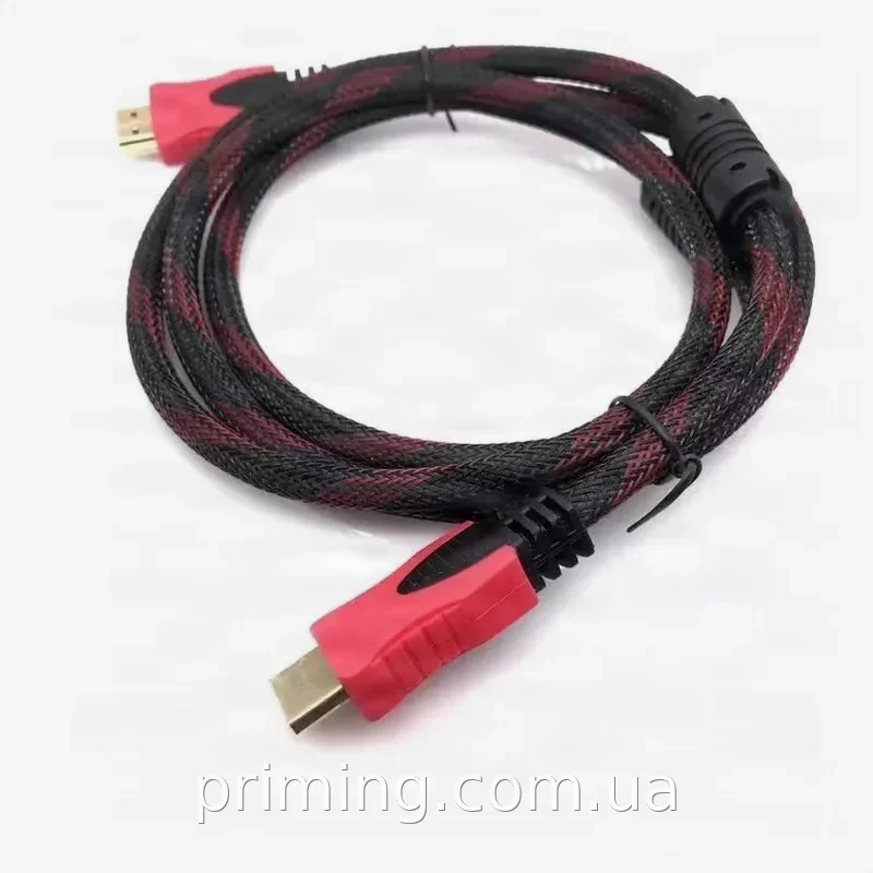 Кабель HDMI 1.4, 1.5 м, в нейлоновой оплетке, чёрный - для телевизора, компьютера, монитора и проектора