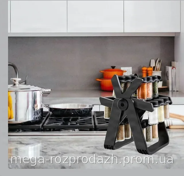 Набор для специй на подставке-карусели с 18 стеклянными баночками по 100 мл, вращающийся органайзер для кухни