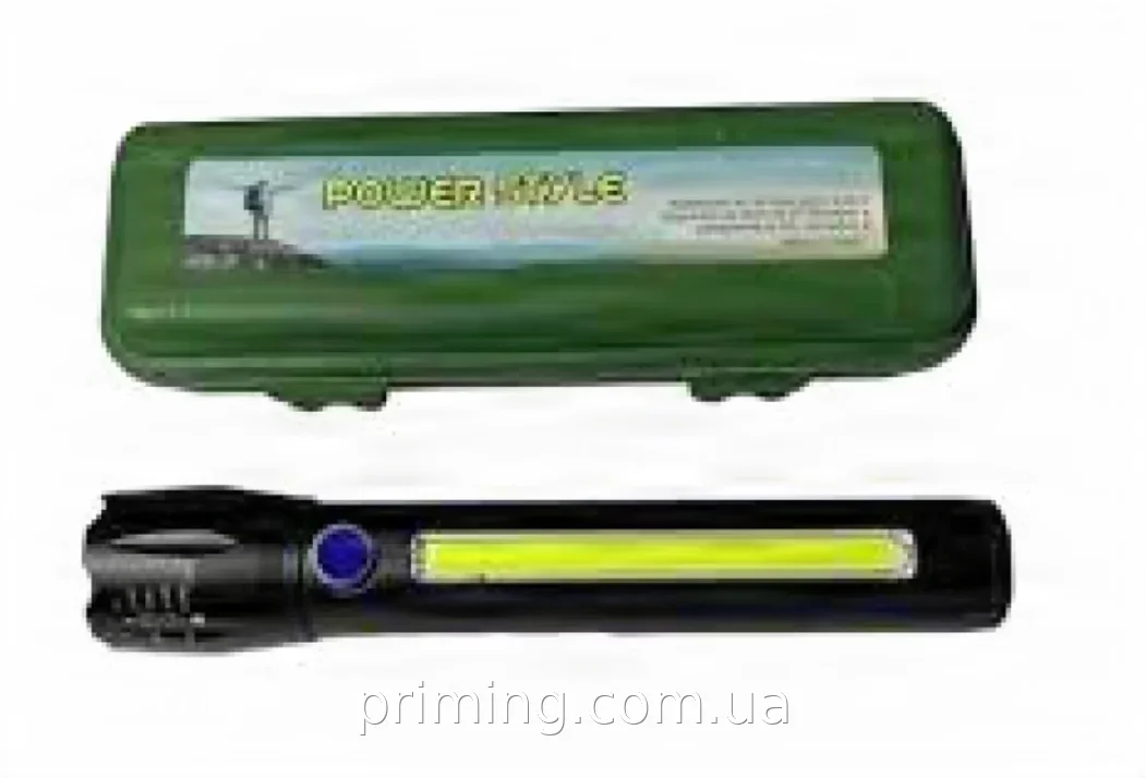 Мощный аккумуляторный ручной фонарик 2в1 с USB зарядкой и боковым светом, светодиодный BL-C63 Power Style