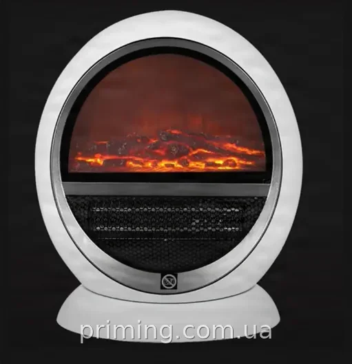 Керамічний обігрівач-камін Flame Heater 1500 Вт для дому та офісу, декоративний білий