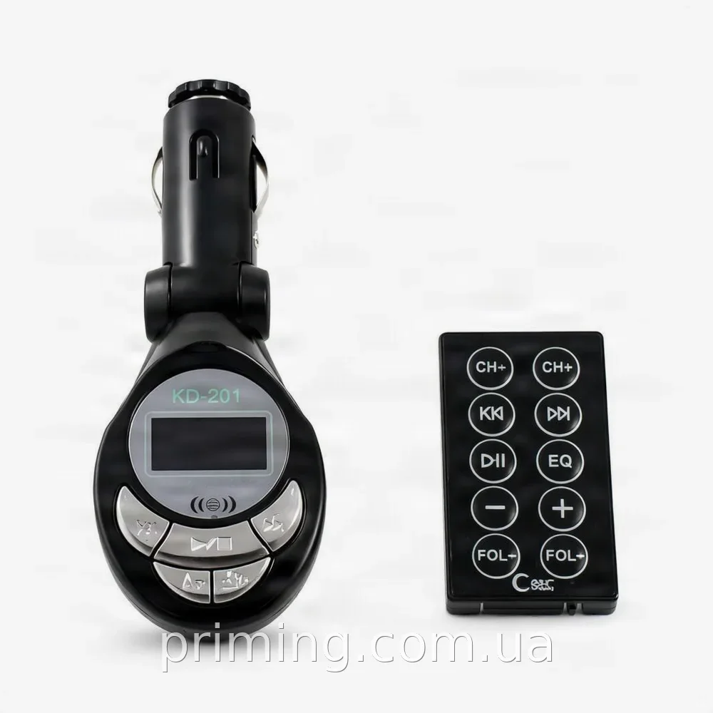 FM-трансмітер для авто з пультом, MP3-плеєром, USB, SD, TF, MMC, дисплеєм - від прикурювача