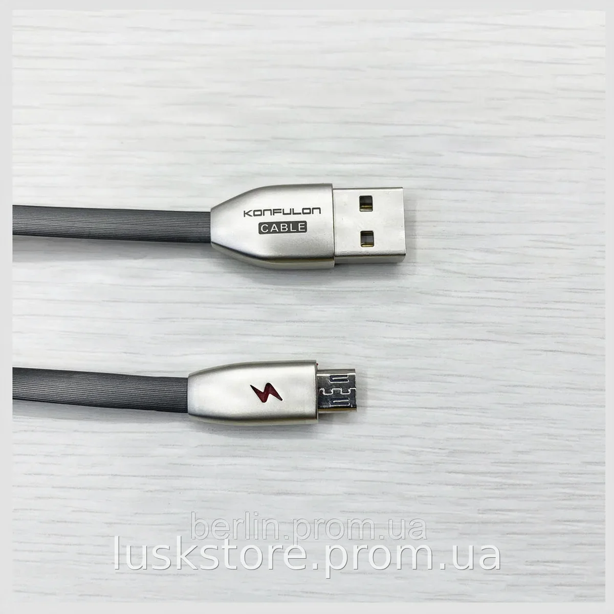 Кабель USB-MicroUSB Konfulon S53 с LED подсветкой, 1 м, 2А для быстрой зарядки и синхронизации данных, черный