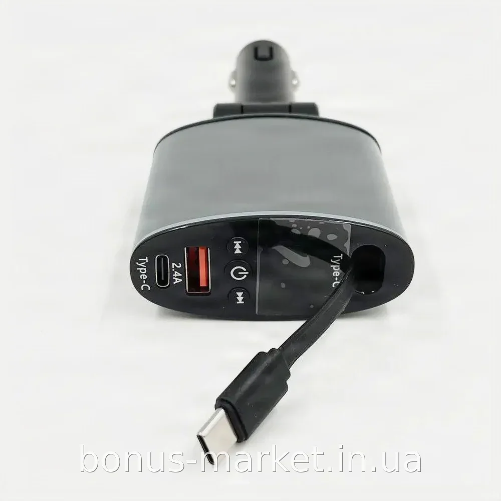 FM-трансмиттер для авто H-48 3 в 1 с быстрой зарядкой Super Fast Charge, Bluetooth, USB-дисплей, MP3