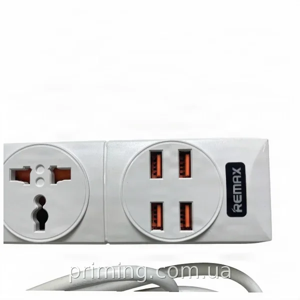 Сетевой удлинитель BKL-02 2 розетки, 4 USB порта 3.4А, 2 м, антистатик, защита от перенапряжения, белый