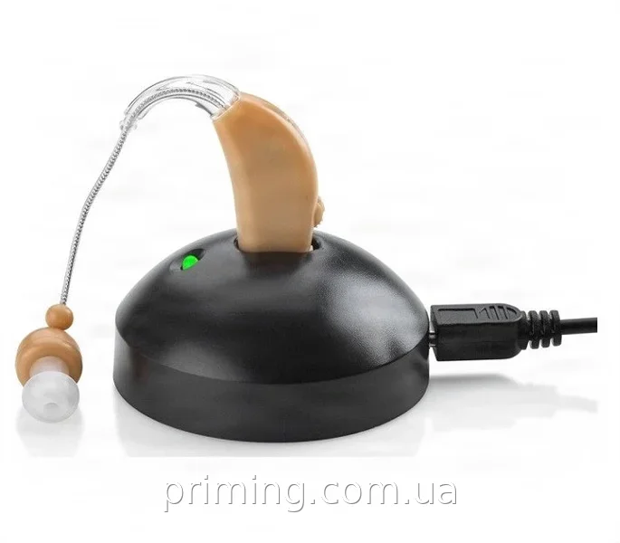 Акумуляторний завушний слуховий апарат Ultra Sound Amplifier, цифровий, 30 дБ, 100-4000 Гц для слабочуючих