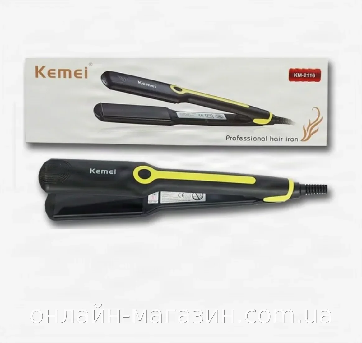 Щипцы для волос гофре KEMEI KM-2116 с керамикой, 4 режима нагрева, терморегулятор и защита от перегрева