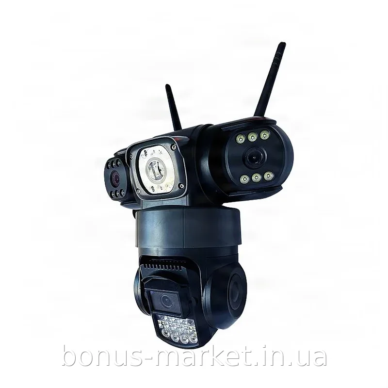 Уличная поворотная Wi-Fi камера V380 SC28-W 8 Мп с 3 объективами, ночным видением, защитой IP66 и записью
