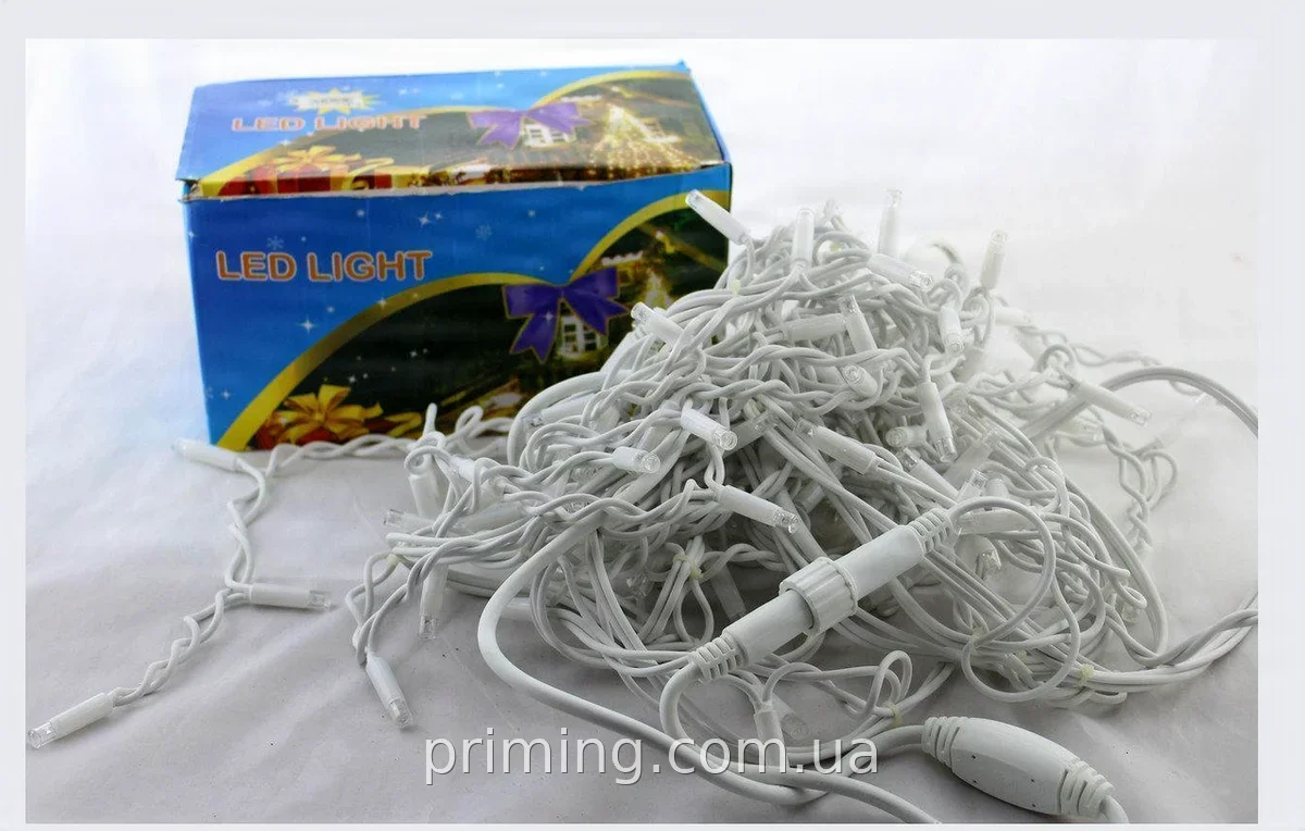 Вулична гірлянда бахрома Xmas W-1 LED 120 світлодіодна на 5 м, біле світло, для саду, тераси та альтанки, IP65