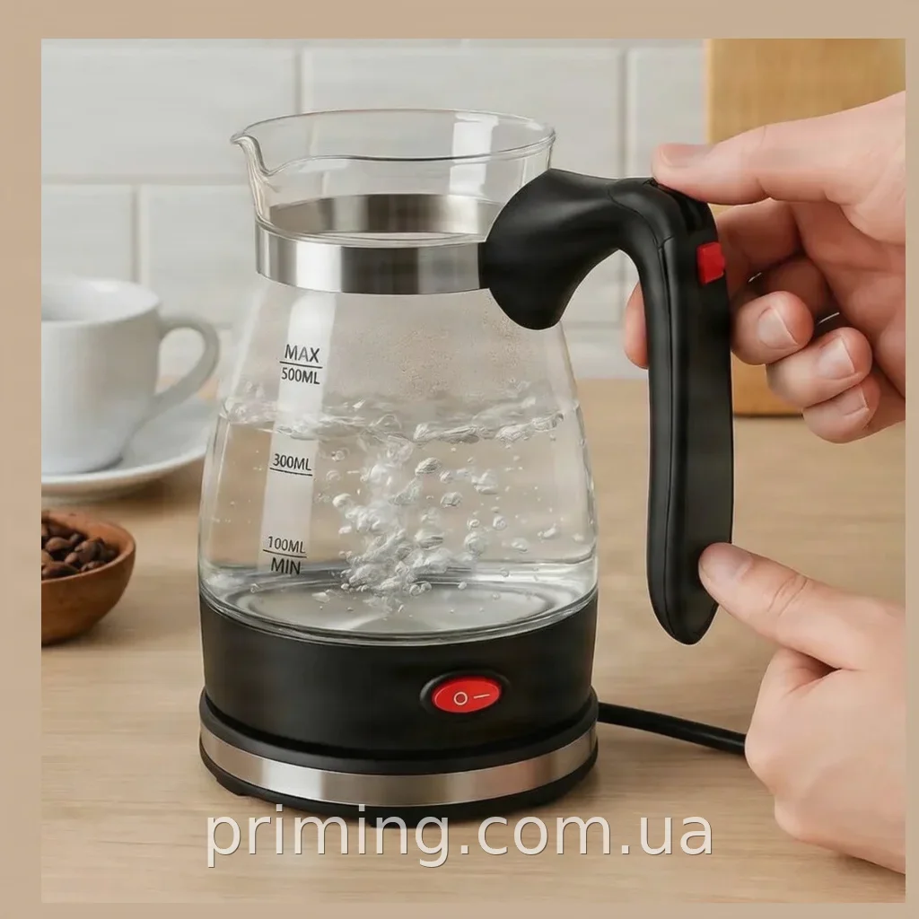 Электрическая турка кофеварка Domotec R-128, 0.5 л, 600 Вт, боросиликатное стекло, автоотключение до 4 чашек
