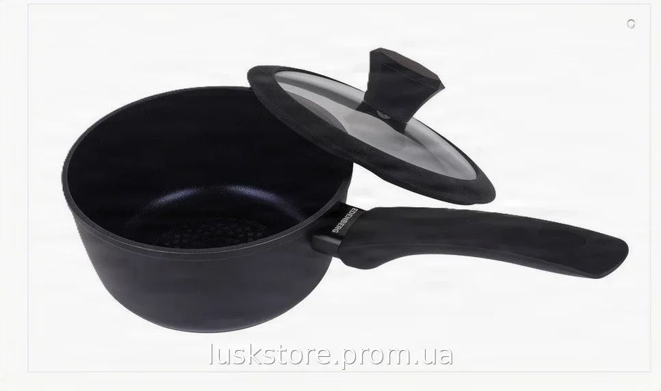 Ковш Edenberg EB-3481 1.2 л с алмазным антипригарным покрытием и стеклянной крышкой