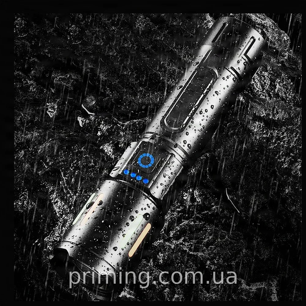 Ручной аккумуляторный фонарь BL-611-TG с оптическим зумом, алюминиевый корпус, влагостойкий, зарядка USB