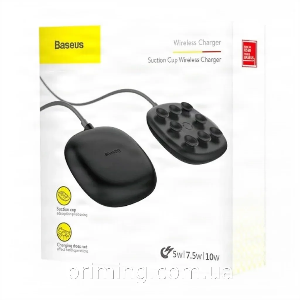 Беспроводное зарядное устройство Baseus Suction Cup WXXP-01 черное, 10 Вт, 1 порт USB, универсальное для дома