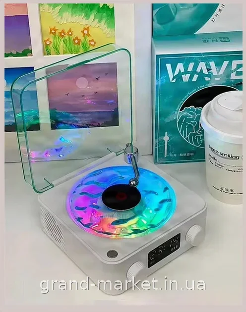 Нічник світлодіодний Vinyl Waves Player у стилі ретро-програвача для затишної атмосфери в спальні YU227