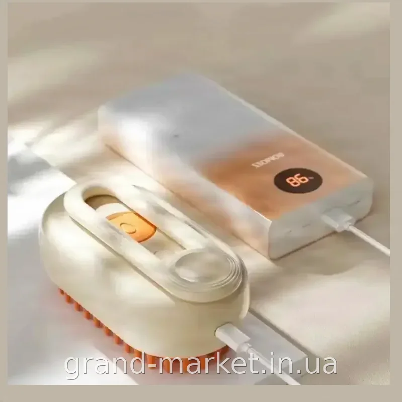 Електрична парова гребінець для вичісування шерсті котів і собак 3 в 1 Steamy Brush, USB акумулятор