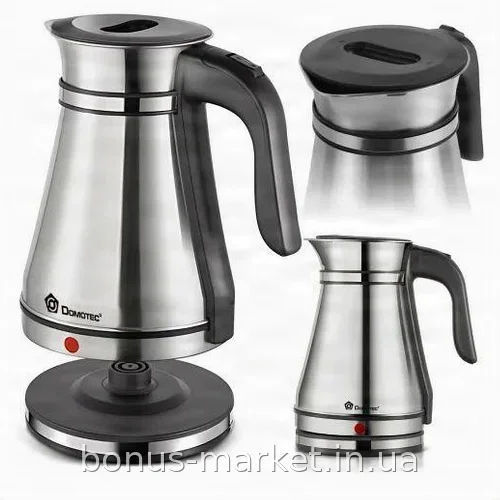 Электрический чайник Domotec MS-7963 из нержавейки, 1,5 л, 2000 Вт, автоотключение, поворот на 360°, черный
