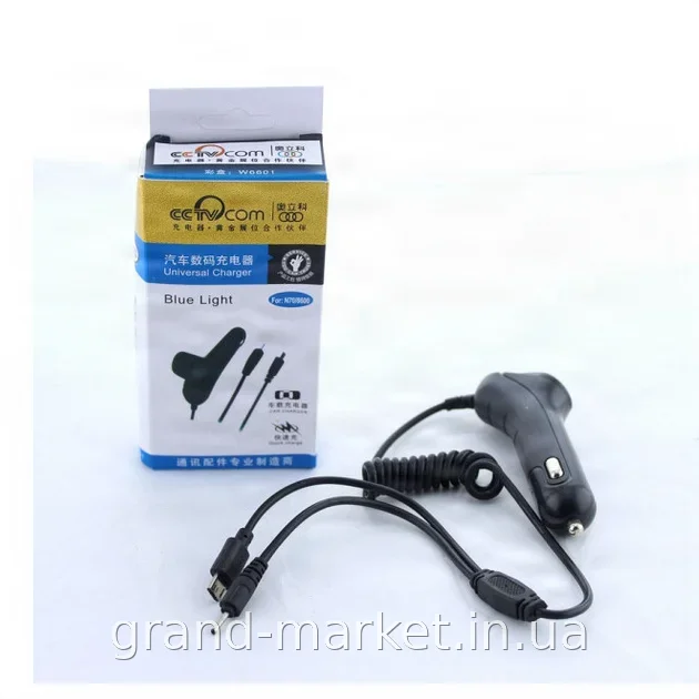 Автомобільний зарядний пристрій 12V 2в1 адаптер у прикурювач Nokia+MicroUSB для телефона, чорний