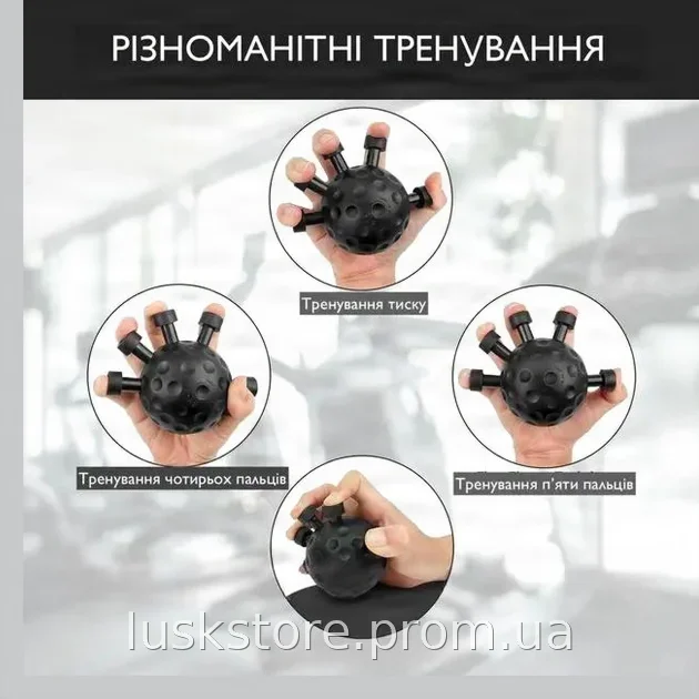 Эспандер для пальцев и запястья Spider 12×9,5×7 см - кистевой тренажер для укрепления мышц рук и хвата, черный