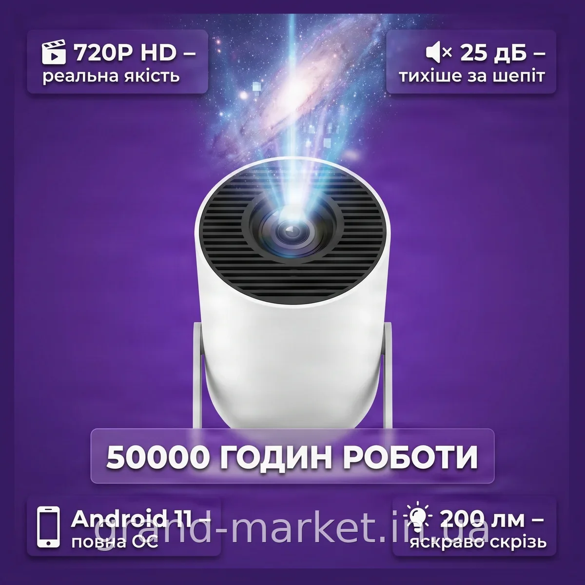 Відеопроектор HY300 Magcubic портативний смарт-проектор 4K Android 11 Wi-Fi Bluetooth, 200 ANSI, до 130 дюймів