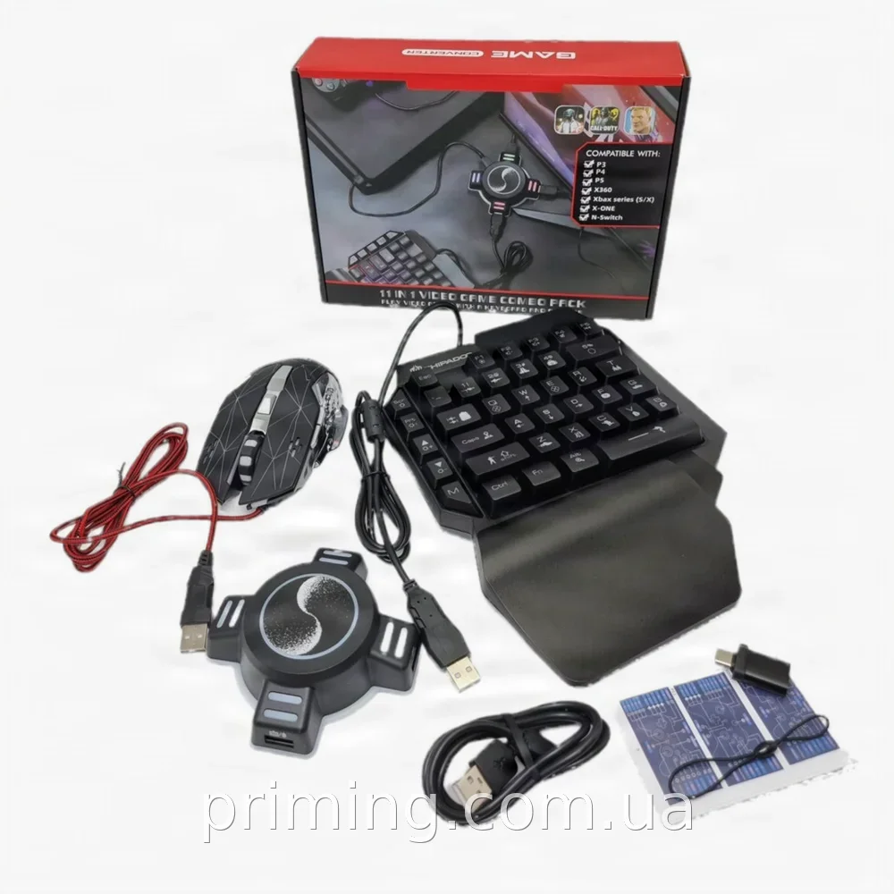 Игровой набор клавиатуры и мыши Mix Pro с конвертером USB, мембранная клавиатура с RGB подсветкой и мышка
