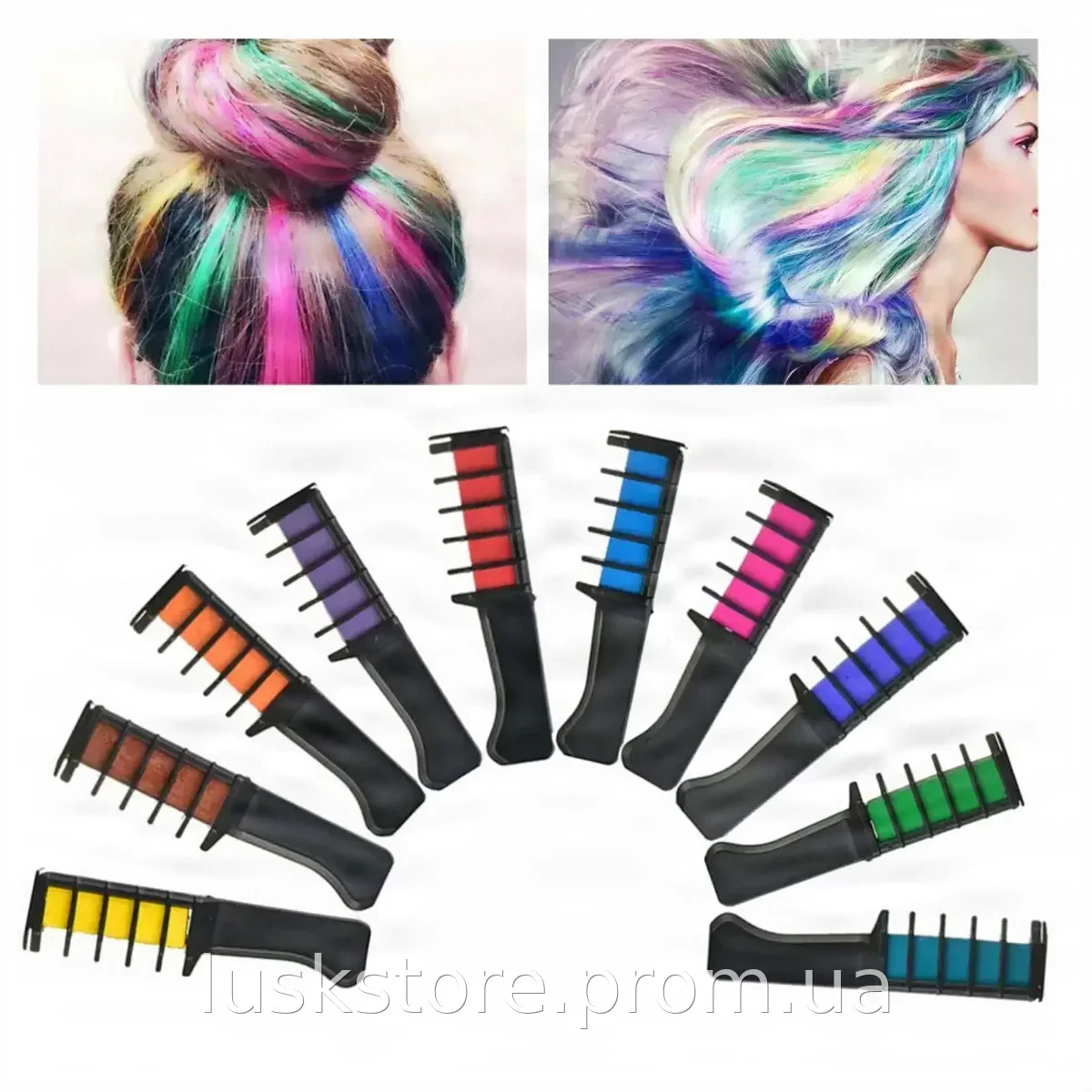 Набор мелков для волос Hair Chalk 10 шт, разноцветные красители с гребнем для временного окрашивания