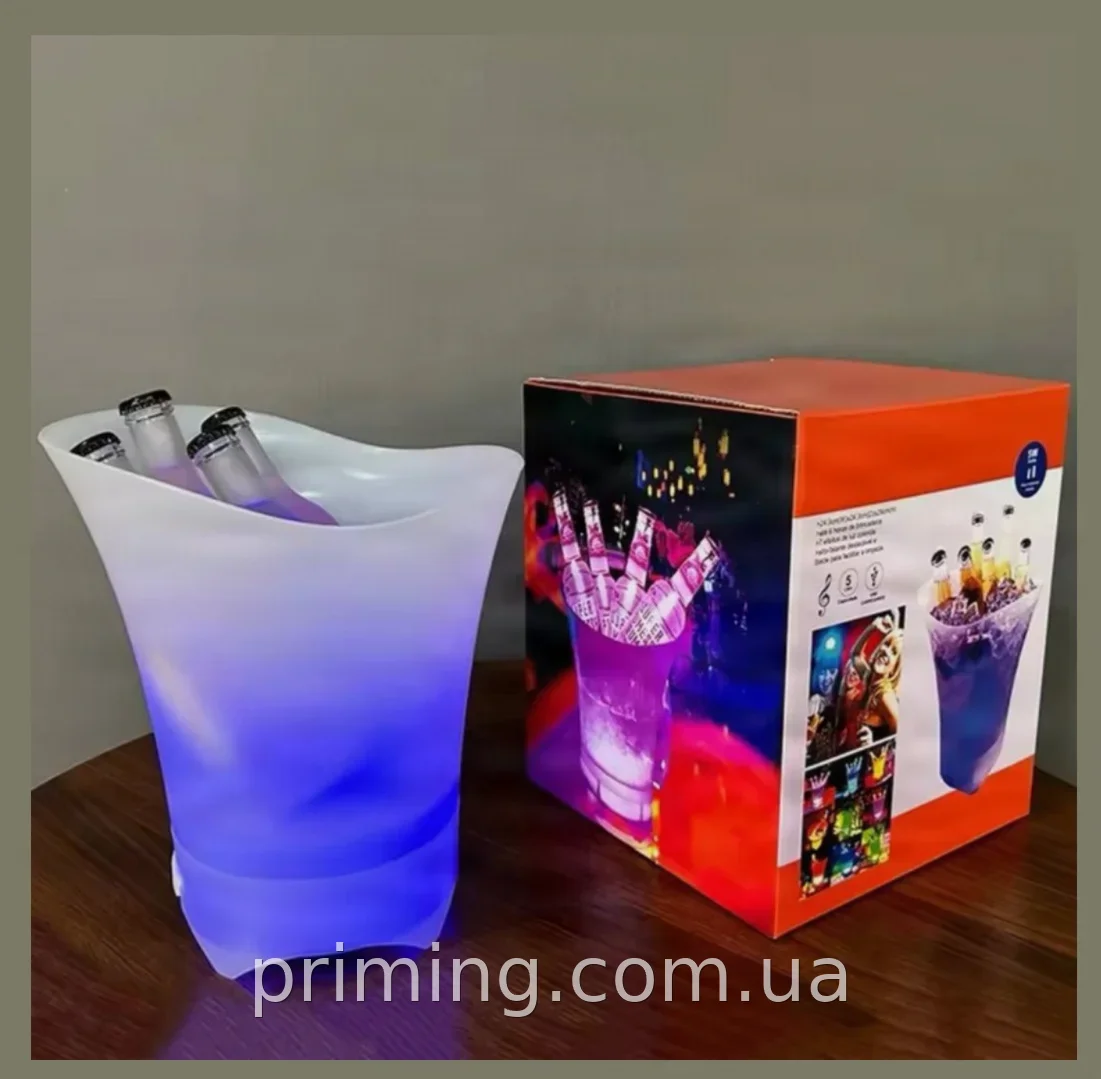 LED-ведро для льда с Bluetooth и подсветкой, светящийся пластиковый аксессуар для вечеринок и мероприятий, 3 л