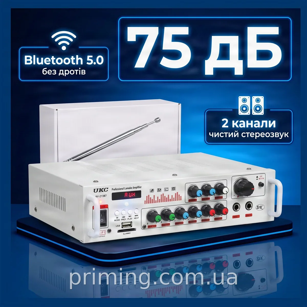 Підсилювач потужності AMP 313 2CH Bluetooth 5.0 компактний для авто, домашньої акустики та колонок