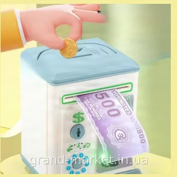 Електронна скарбничка-сейф Панда AND 6887A2 - біла пластикова з кодовим замком для накопичення грошей вдома