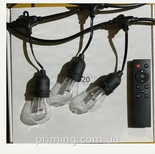 Умная гирлянда Xmas 20 bulb RGB 20 метров Wi-Fi Tuya APP, 8 режимов свечения, управление с пульта и смартфона